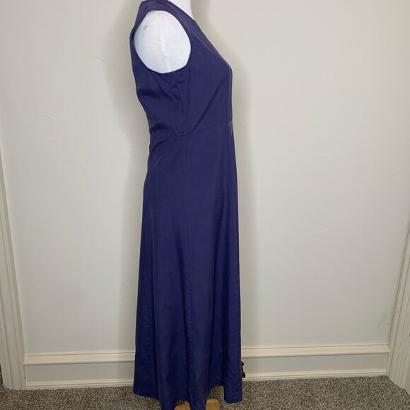 Vintage Blue Purple A Line Dress 100% Silk Sz 4 - Picture 3 of 10